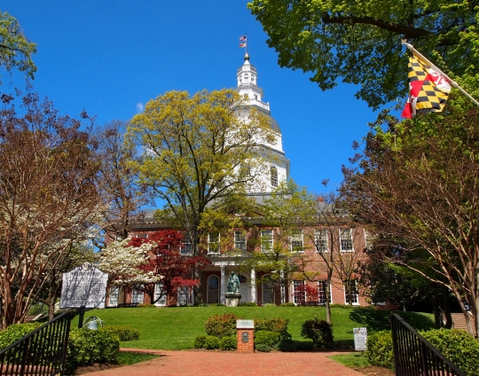 Maryland State House in Annapolis. Stock photo.