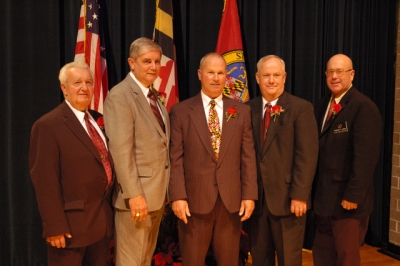 St. Mary's County's newly installed Board of Commissioners. Left to right: Kenneth dement, Thomas Mattingly, Jack Russell, Daniel Raley, Lawrence Jarboe.