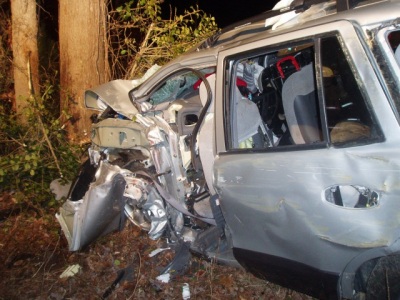 This 2005 Hyundai Santa Fe struck a tree in Callaway at 3:44 a.m. on Feb.