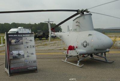 The U.S. Navy's MQ-8B Fire Scout unmanned helicopter on display at Webster Field on Aug. 6, 2007. (SoMd.com file photo)