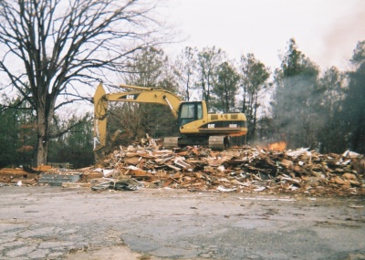 This pile of debris is all that remains of the old Happyland Club in Callaway. The building was razed in preparation for a new 30-bed shelter to be known as Leah's House.