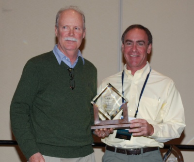 Craig Bumgarner, marina service manager for Zahniser's Yachting Center on Solomons Island, receives the 2007 award for Excellence in Customer Service from the ABBRA.