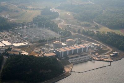 The Calvert Cliffs Nuclear Power plant as seen from the air Oct. 8, 2005. (Photo: wikipedia.org. Reprinted in accordance with GNU Free Documentation License)