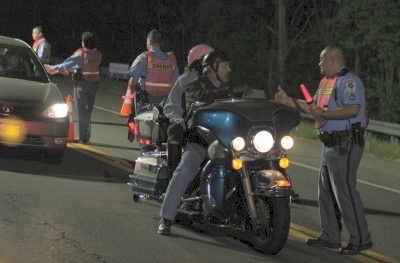 St. Mary's County Sheriff's deputies examine motorists passing through a sobriety checkpoint on Saturday looking for indications of driving under the influence of alcohol or drugs. The checkpoint was conducted on MD Route 4 close to the Thomas Johnson Bridge—the main route from St. Mary's County to the popular party spots on Solomons Island. (Photo: Lt. Edward Willenborg, St. Mary's County Sheriff's Office)