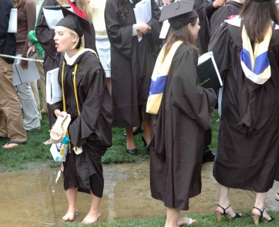 Amelia Hinnebush from Germantown was one of 426 graduates at Saturday's soggy commencement at St. Mary's College of Maryland. Hinnebush earned a bachelor of arts in human studies and graduated Magna Cum Laude. (Photo: Robin N. Kendall, SMCM)