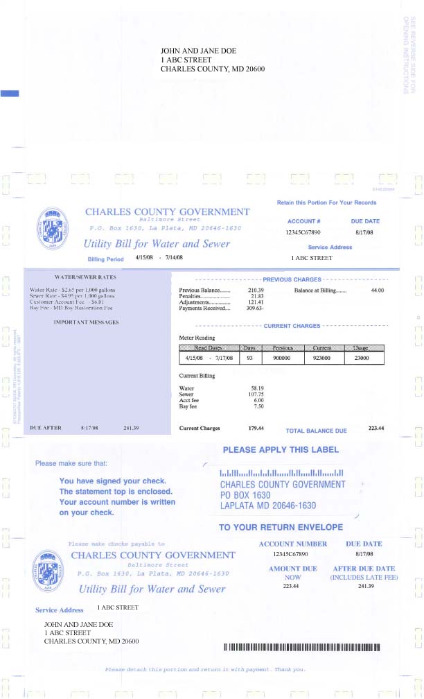 Charles County Has New Look For Water And Sewer Bills Southern 