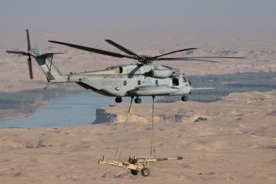 A CH-53E Super Stallion externally transporting a M198 Holwitzer. (Submitted photo)