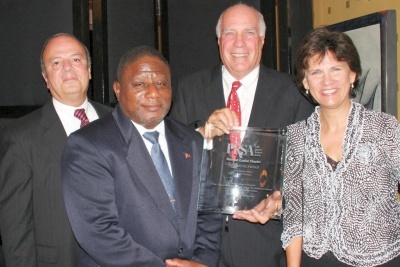 St. Mary's College of Maryland's Marc Apter (third from left), APR, associate vice president for marketing and public relations, accepts the 2008 Thoth Award in the Multicultural Public Relations Program category from the Public Relations Society of America's National Capital Chapter at a gala in Washington also attended by (from left to right) Torre Meringolo, college vice president for development; Melvin "Mac" McClintock, current St. Mary's County Human Relations Commission chair; and Robin Kendall, formerly of the college's Office of Public and Media Relations and now a freelance writer. (Submitted photo)
