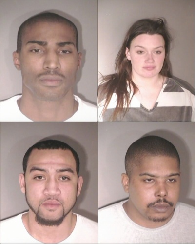 From top-left, clockwise: Malcolm Omega Reynolds, Tosha Denise Gallagher, Jason Earl William-Jones, and Justin Lemar Hill. All four were arrested on Dec. 6, 2008 on weapons charges.
