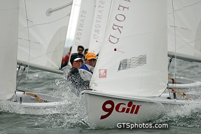 In the last race, St. Mary’s College of Maryland skipper Michael Menninger and crew Kelly Wilbur beat Yale to win the 2009 ICSA/GILL National Sailing Championship. (Photo: GTSphotos.com)