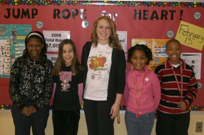 Jillian Bates is pictured in the center with four of her top donating students: fifth grader Shray Spriggs, left, fourth grader Kasey Mentzer, second from left, third grader Janae Outlaw, second from right, and fifth grader Jordan Britton, far right. (Submitted photo)