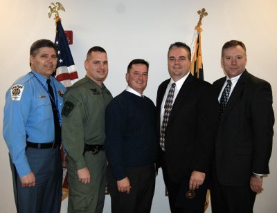 From left: Sheriff Cameron, Detectives Clay Safford and William Raddatz, Deputy States Attorney Joseph Stanalonis, and FBI Special Agent Richard A. McFeely. (Submitted photo)