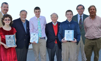 Program participants and volunteers were honored at the recent awards ceremony of the 2009 Brendan Sail Training Program for Youth with Learning Differences in Annapolis, which celebrates the “Faces of Brendan.” From left to right: Tim Dowling, owner of the Annapolis Sailing School; Laura Rossi, of Annapolis, Maryland, won the Nogutsnoglory Award for sportsmanship, dedication, and character; Brendan Sail Program founder James P. Muldoon, of Washington, D.C.; Riggs Brusnighan, of Severna Park, Maryland, won the Arthur Birney Award for an advanced sailor displaying commitment to the program and sport; Brendan donor Arthur Birney; Wayne Carter, of Lexington Park, Maryland, won the Jerry and Kathryn Wood Award. This is given to a new student from St. Mary’s County who embodies the spirit of Brendan: sail, be safe, and have fun; Lee Tawney, Brendan supporter and director, National Sailing Hall of Fame; and Adam Werblow, director of the waterfront and head varsity sailing coach at SMCM, who was honored with the Molly Mahoney Award for the volunteer contributing the most to the St. Mary’s Brendan program this year. (Submitted photo)