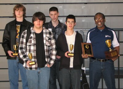 La Plata High School took first place in the Southern Maryland Regional High School Computer Bowl. Pictured from left are team members Matt Koontz, Mike Diley, William Hicks, and Alex Smith, and coach Richard Williams. (Submitted photo)