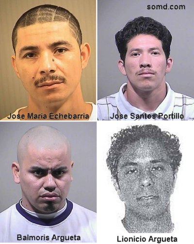 Jose Maria Echebarria, 30, of Waldorf, was arrested for allegedly participating in the gang rape of a woman on March 16 in Waldorf. Jose Santos Portillo, Balmoris Argueta, and Lionicio Argueta are still wanted. Six others were arrested on March 16 at the scene of the crime.