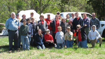 Scouts, their leaders, and Mirant staff who assisted with the Potomac River cleanup at the Morgantown power plant on Saturday. (Submitted photo)