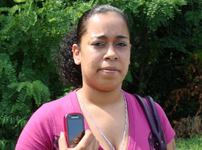 Yvonne Shaw holds the cell phone she used to publicly record police who responded to an incident in her neighborhood. Ms. Shaw was arrested by Cpl. Patrick Handy of the St. Mary's County Sheriff's Office for "illegally intercepting his communication via cell phone camera." Shaw said that she began recording Handy and another deputy because she claimed that he was cursing at her friend repeatedly and treating her in a disrespectful manner.