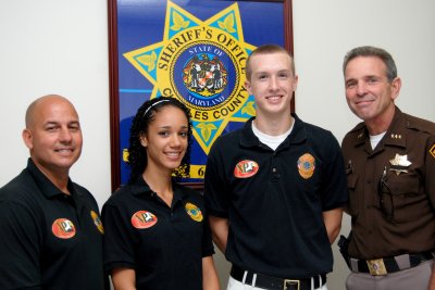 Pictured from left to right are Cpl. Rhett Calloway, who instructs the Criminal Justice class at North Point; Sierra Saunders, Chris Chamblee, and Sheriff Rex Coffey. (Submitted photo)
