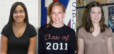 Charles County students, from left to right, Jessica Davis, Elizabeth Wilson, and Erin Chapman have been named to the Maryland Distinguished Scholars Program. (Submitted photos)