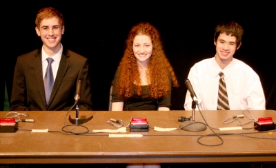 Pictured are La Plata High School’s It’s Academic team who won first place at the county competition held Dec. 8 at the College of Southern Maryland. From left are Captain Colin Qualters, Melissa Reen and Alex Smith. (Submitted photo)