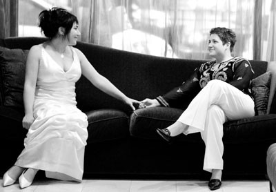 Jessica Leshnoff and Holly Beatty pictured before their first wedding in Washington, D.C., in November 2008. (Photo courtesy of Jaime Windon)