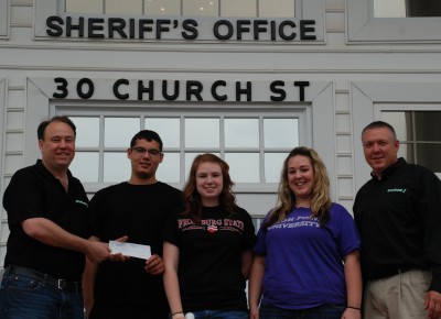 Pictured left to right are Ryan Hill of Crooked I Gaming Center, Andrew Dantos, student at Huntingtown High School, Kayla Laporte, student at Patuxent H.S., Amber McDonald student at Patuxent H.S., and Chris Chubb of Crooked I Gaming Center.