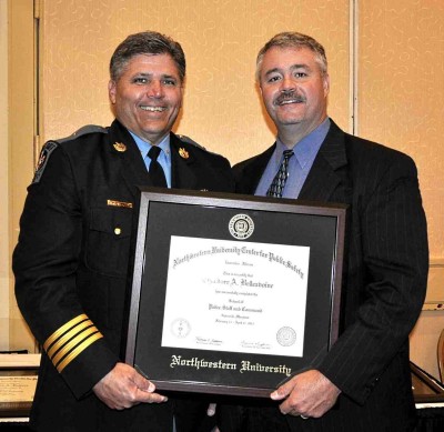 Administrative Patrol Lieutenant Theodore Belleavoine (right) pictured with Sheriff Cameron.