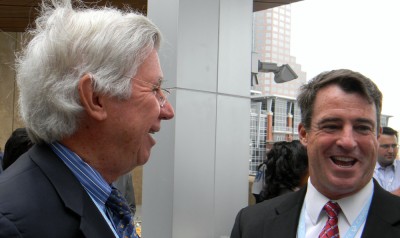 Maryland Attorney General Doug Gansler, a rumored gubernatorial candidate, chats with former Maryland Gov. Parris Glendening at the Democratic National Convention. (Photo: David Gutman)