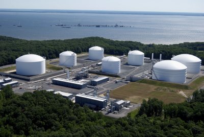 Dominion Resources's Cove Point facility has seven LNG storage tanks in Calvert County. Photo courtesy Dominion Resources.