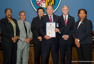 The Charles County Commissioners with Tom Dennison, Southern Maryland Electric Cooperative.