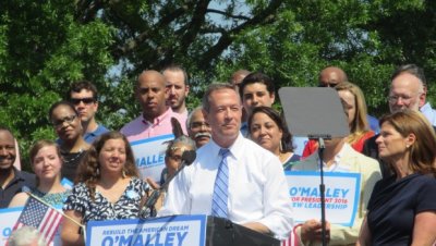 Martin O’Malley announces Saturday, May 30, on Federal Hill. (Photo: MarylandReporter.com)