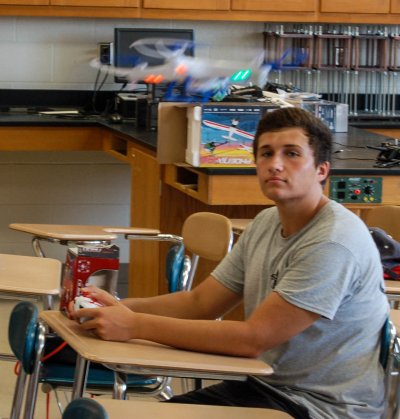 A student experiments with a quadcopter during Summer Space Camp in Great Mills. (Submitted photo)