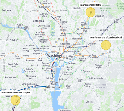 Possible sites for new FBI HQ.