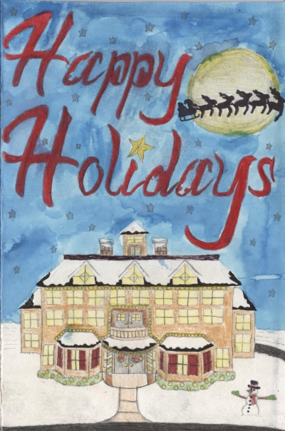 The grand prize winning holiday card, created by Rei Razo, a junior at Westlake High School.
