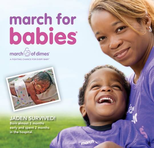 Promotional graphic for the March of Dimes March for Babies campaign.