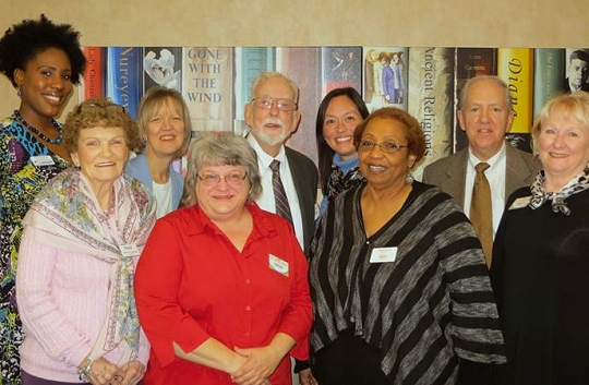 Newly elected 2016 board of trustee members for the Southern Maryland Regional Library Association, from left to right: Claudia Bellony-Atanga (Charles); Martha Grahame (Calvert); Karen Eggert (Calvert); Carolyn Guy (St. Mary's); Sam Worsley (Charles); Celeste Fort (Calvert); Janice Walthour (St. Mary's); James Hanley (St. Mary's); and Sharan Marshall, Director, Southern Maryland Regional Library. Not pictured is Andrew Pizor (Charles).