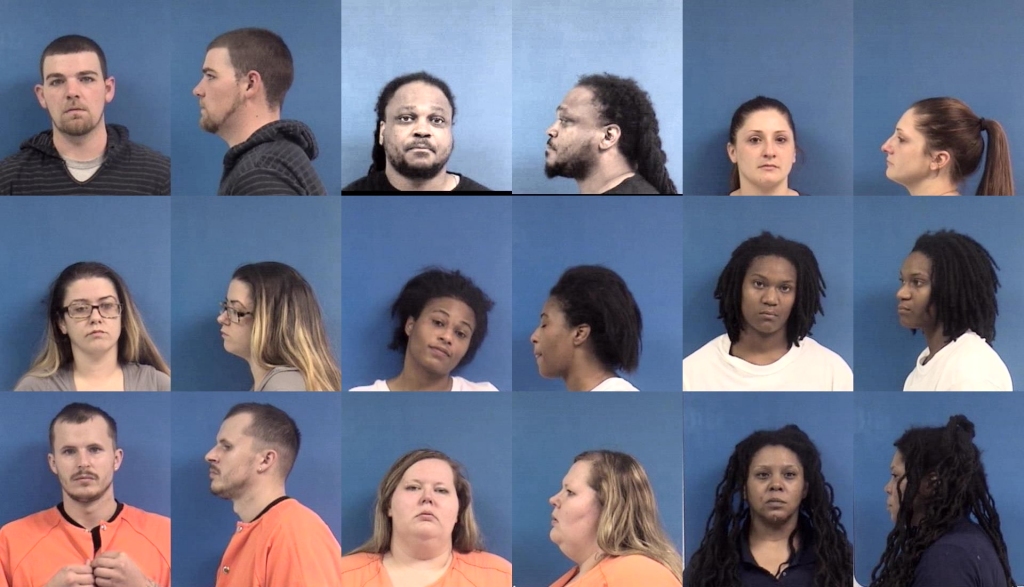 Top row, left to right: Brandon Brown, 24, of Huntingtown; Michael Green, 39, of Lusby; Brenda Pagliocchini, 29, of Prince Frederick. Middle row: Miranda Bryant, 29, of Huntingtown; Bertina Thompson, 25, of Prince Frederick; Shantell Hurley, 27, of Prince Frederick. Bottom row: Jacob Traas, 30, of Lusby; Candace Traas-Harrod, 32, of St. Leonard; Judith Chambers, 48, of Lusby.