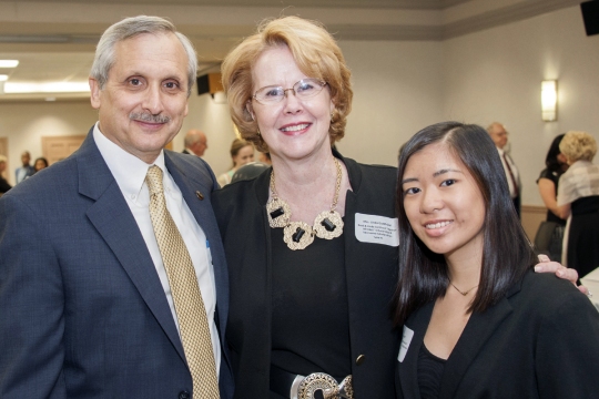 Over the years, CSM President Dr. Brad Gottfried and his wife, Linda, left, have established annual scholarships for students at the College of Southern Maryland. Particularly satisfying for the Gottfrieds has been the opportunity to connect with their scholarship recipients, such as Emma Ansell, right, during an annual reception that brings students and donors together for an evening.