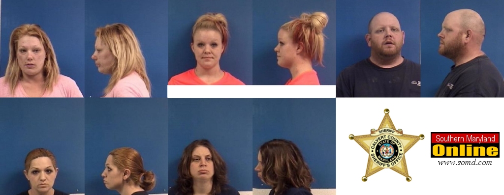 Top row, left to right: Nicole A. Kelly, 30, of Lexington Park; Brittany N. Johnson, 24, of Lusby; Hans E. Hunziker, IV, 35, of Lusby. Bottom row: Jennille Dudley, 26, of Lusby; Jennifer L. Woomer, 32, of Chesapeake Beach.