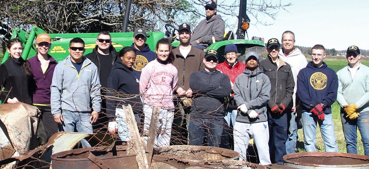 In April, nine Sailors from NAS Patuxent River joined community volunteers in a 4-acre cleanup effort at Leonardtown's Newtown Neck State Park. Thanks to volunteers from across the installation, Pax River recently won three top regional honors for community service. (Courtesy photo)