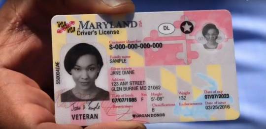 Drivers licenses that comply with federal REAL ID law have a small star in the upper right. (MVA image)