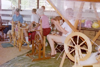 Spinning Wool in the Sheep Shed
