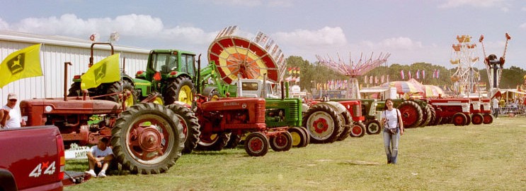 Tractors lined up outside @ the 2002 Fair
