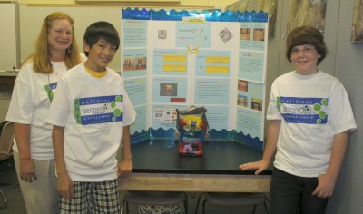 Piccowaxen Middle School students Matthew fan, second from left, and Jeffrey Blake, right, were named the national middle school SeaPerch champions at the National SeaPerch Challenge on May 23-25. Their team, the “CPUs,” was named the overall middle school winner, and received second place in the backboard display, third place in the obstacle event and fourth place in the simulated oil spill challenge. The team is pictured with their sponsor, Teresa Jones, left, a gifted education teacher at Piccowaxen. (Submitted photo)
