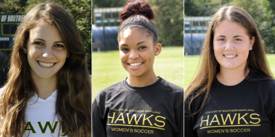 (From left to right) Freshman Erin Kelly, of Leonardtown, and Sophomores Chanel Allen, of Indian Head, and Staci Stamp, of Rose Haven. (Submitted photos)