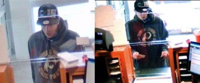 This suspect is wanted for a break-in in Lexington Park on April 30. He is seen here trying to cash one of the personal checks stolen from the residence.