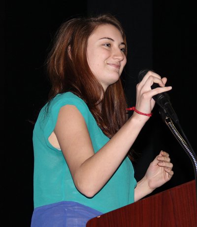 Westlake High School senior Rose Sciarratta pitched her idea for a thought recording product to a panel of judges on Dec. 10, as part of a business and financial literacy class.