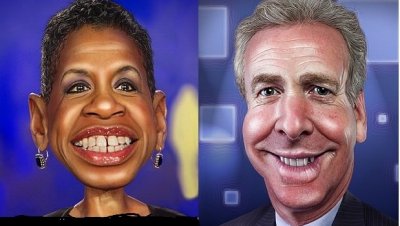 Reps. Donna Edwards and Chris Van Hollen. Caricatures by DonkeyHotey with a Flickr Creative Commons License and cropped by MarylandReporter.com.