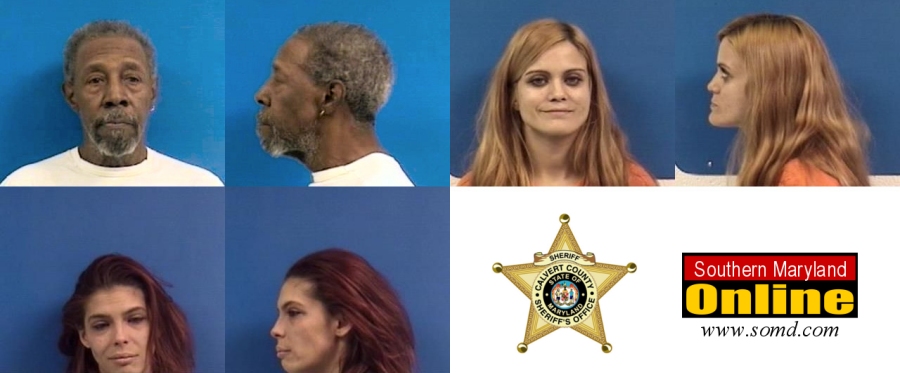 Left to right: Louis Johnson, 74, of Suitland; Jamie Maguire, 31, of Lothian; Erin Stahl, 28, of Lusby. (Arrest photos)