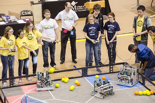 Students compete at the Southern Maryland VEX League robotics competition Feb. 6 at the La Plata Campus.
